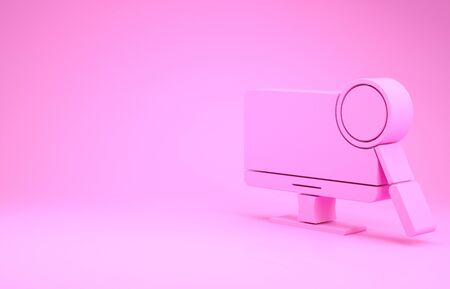 Pink Computer monitor diagnostics icon isolated on pink background. Adjusting app, service, setting options, maintenance, repair. Minimalism concept. 3d illustration 3D renderの写真素材