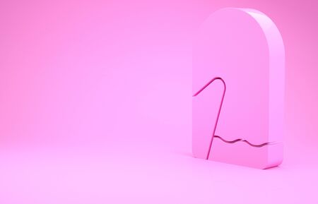 Pink Christmas mitten icon isolated on pink background. Minimalism concept. 3d illustration 3D renderの写真素材