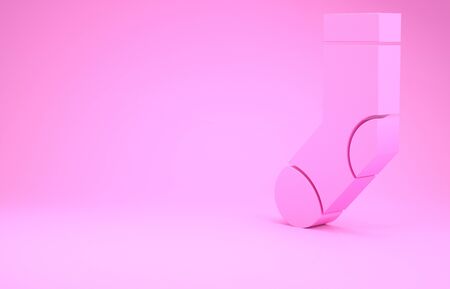 Pink Socks icon isolated on pink background. Minimalism concept. 3d illustration 3D renderの写真素材