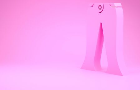 Pink Pants icon isolated on pink background. Minimalism concept. 3d illustration 3D renderの写真素材