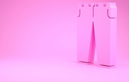 Pink Pants icon isolated on pink background. Minimalism concept. 3d illustration 3D renderの写真素材