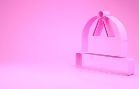 Pink Winter hat icon isolated on pink background. Minimalism concept. 3d illustration 3D renderの写真素材