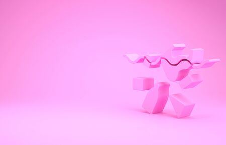 Pink The problem of pollution of the ocean icon isolated on pink background. The garbage, plastic, bags on the sea. Minimalism concept. 3d illustration 3D renderの写真素材