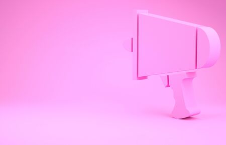 Pink Spread the word, megaphone icon isolated on pink background. Minimalism concept. 3d illustration 3D renderの写真素材
