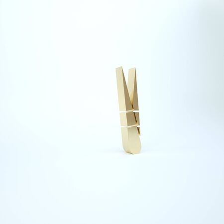 Gold Eyebrow tweezers icon isolated on white background. Cosmetic tweezers for ingrown hair. 3d illustration 3D renderの写真素材