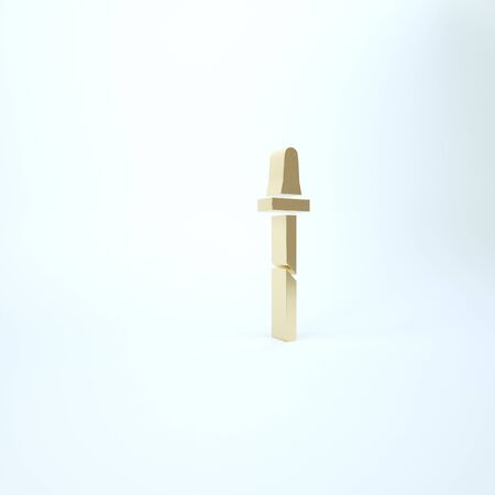 Gold Pipette icon isolated on white background. Element of medical, cosmetic, chemistry lab equipment. 3d illustration 3D renderの写真素材