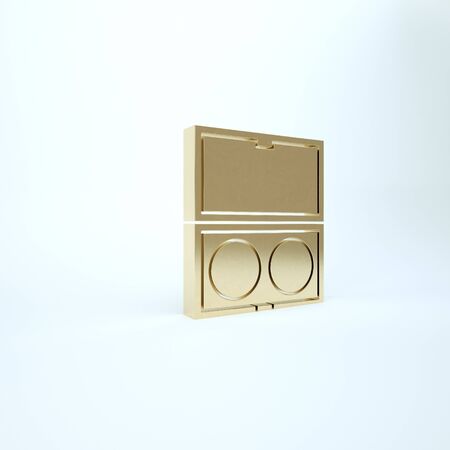 Gold Makeup powder with mirror icon isolated on white background. 3d illustration 3D renderの写真素材