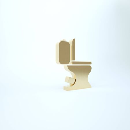 Gold Toilet bowl icon isolated on white background. 3d illustration 3D renderの写真素材