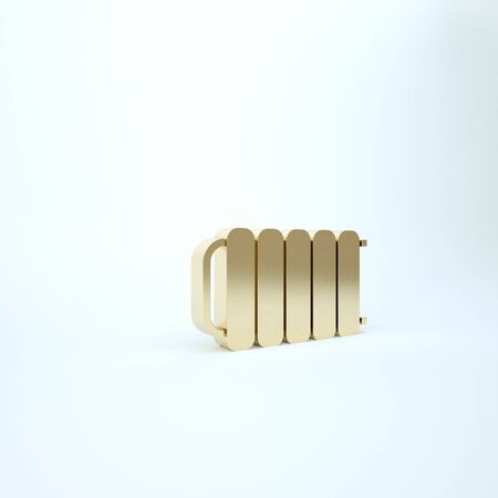 Gold Heating radiator icon isolated on white background. 3d illustration 3D renderの写真素材