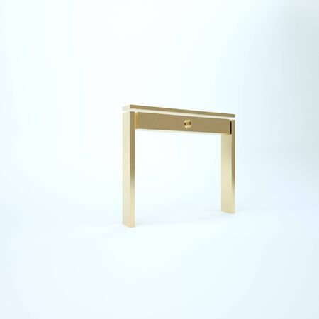 Gold Wooden table icon isolated on white background. 3d illustration 3D renderの写真素材