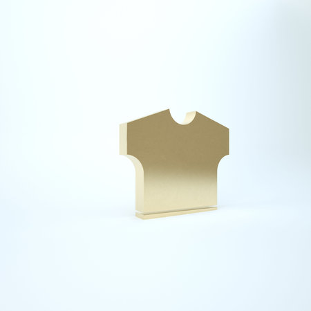 Gold T-shirt icon isolated on white background. 3d illustration 3D renderの写真素材