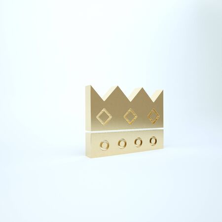 Gold King crown icon isolated on white background. 3d illustration 3D renderの写真素材