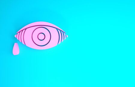 Pink Reddish eye due to viral, bacterial or allergic conjunctivitis icon isolated on blue background. Minimalism concept. 3d illustration 3D renderの写真素材