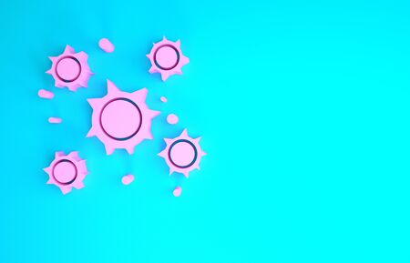 Pink Bacteria icon isolated on blue background. Bacteria and germs, microorganism disease causing, cell cancer, microbe, virus, fungi. Minimalism concept. 3d illustration 3D renderの写真素材