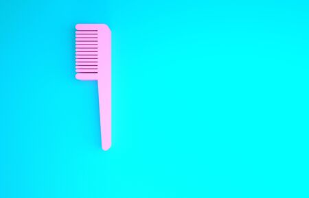 Pink Hairbrush icon isolated on blue background. Comb hair sign. Barber symbol. Minimalism concept. 3d illustration 3D renderの写真素材