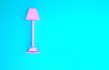 Pink Floor lamp icon isolated on blue background. Minimalism concept. 3d illustration 3D renderの写真素材