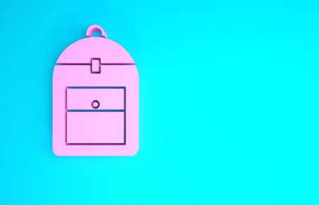 Pink Backpack icon isolated on blue background. Minimalism concept. 3d illustration 3D renderの写真素材