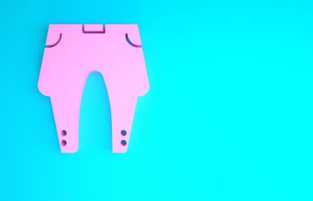Pink Pants icon isolated on blue background. Minimalism concept. 3d illustration 3D renderの写真素材