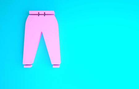 Pink Sport pants icon isolated on blue background. Minimalism concept. 3d illustration 3D renderの写真素材
