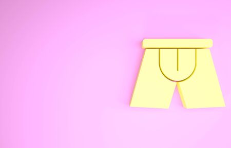 Yellow Men underpants icon isolated on pink background. Man underwear. Minimalism concept. 3d illustration 3D renderの写真素材