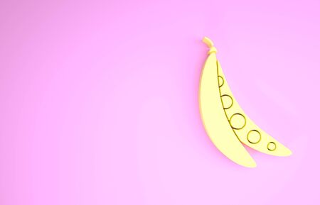 Yellow Kidney beans icon isolated on pink background. Minimalism concept. 3d illustration 3D renderの写真素材