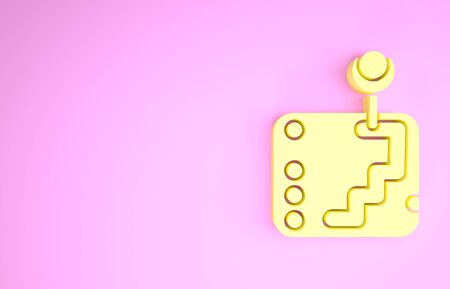 Yellow Gear shifter icon isolated on pink background. Transmission icon. Minimalism concept. 3d illustration 3D renderの写真素材