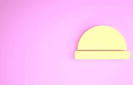 Yellow Beanie hat icon isolated on pink background. Minimalism concept. 3d illustration 3D renderの写真素材