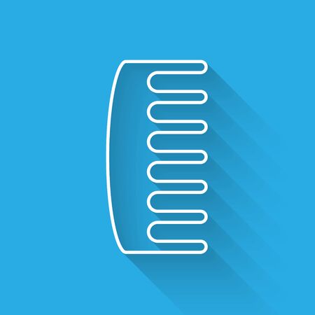 White line Hairbrush icon isolated with long shadow. Comb hair sign. Barber symbol. Vector Illustrationのイラスト素材