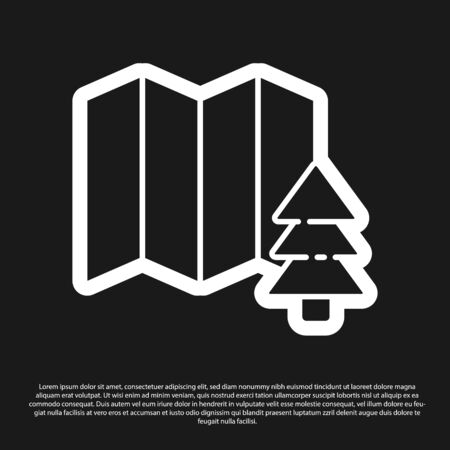 Black Location of the forest on a map icon isolated on black background. Vector Illustrationのイラスト素材