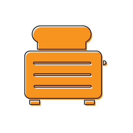 Orange Toaster with toasts icon isolated on white background. Vector Illustrationのイラスト素材