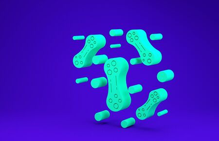 Green Bacteria icon isolated on blue background. Bacteria and germs, microorganism disease causing, cell cancer, microbe, virus, fungi. Minimalism concept. 3d illustration 3D renderの写真素材