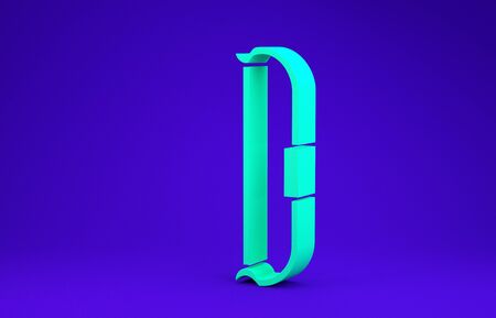 Green Medieval bow icon isolated on blue background. Medieval weapon. Minimalism concept. 3d illustration 3D renderの写真素材