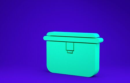 Green Lunch box icon isolated on blue background. Minimalism concept. 3d illustration 3D renderの写真素材