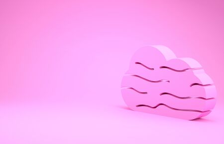 Pink Fog and cloud icon isolated on pink background. Minimalism concept. 3d illustration 3D renderの写真素材