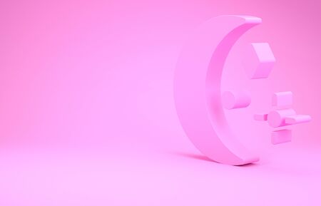 Pink Moon and stars icon isolated on pink background. Cloudy night sign. Sleep dreams symbol. Night or bed time sign. Minimalism concept. 3d illustration 3D renderの写真素材