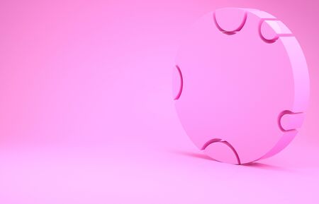 Pink Moon icon isolated on pink background. Minimalism concept. 3d illustration 3D renderの写真素材
