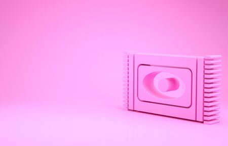 Pink Traditional carpet culture ramadan arabic islamic celebration icon isolated on pink background. Minimalism concept. 3d illustration 3D renderの写真素材