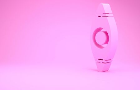 Pink Kayak and paddle icon isolated on pink background. Kayak and canoe for fishing and tourism. Outdoor activities. Minimalism concept. 3d illustration 3D renderの写真素材