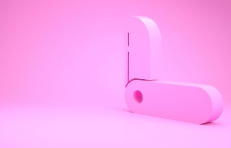 Pink Swiss army knife icon isolated on pink background. Multi-tool, multipurpose penknife. Multifunctional tool. Minimalism concept. 3d illustration 3D renderの写真素材