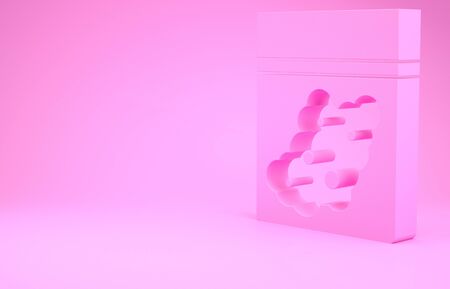 Pink Plastic bag of medicinal cannabis icon isolated on pink background. Health danger. Minimalism concept. 3d illustration 3D renderの写真素材