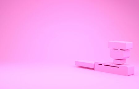 Pink Smoking pipe with smoke icon isolated on pink background. Tobacco pipe. Minimalism concept. 3d illustration 3D renderの写真素材
