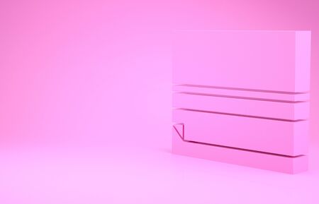 Pink Rolling paper icon isolated on pink background. Minimalism concept. 3d illustration 3D renderの写真素材