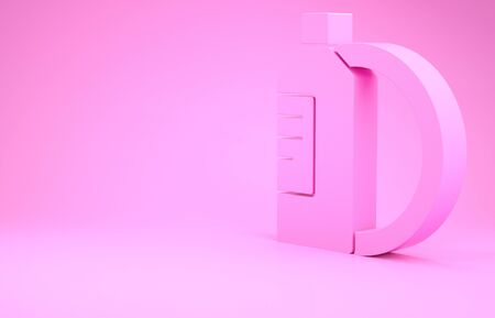 Pink Dishwashing liquid bottle and plate icon isolated on pink background. Liquid detergent for washing dishes. Minimalism concept. 3d illustration 3D renderの写真素材