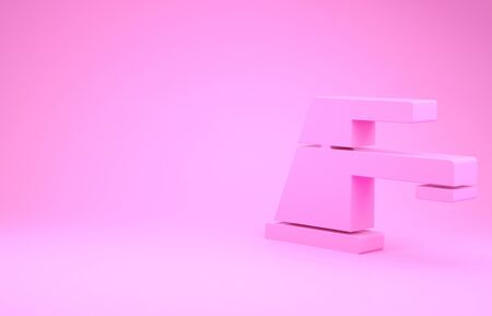 Pink Water tap icon isolated on pink background. Minimalism concept. 3d illustration 3D renderの写真素材