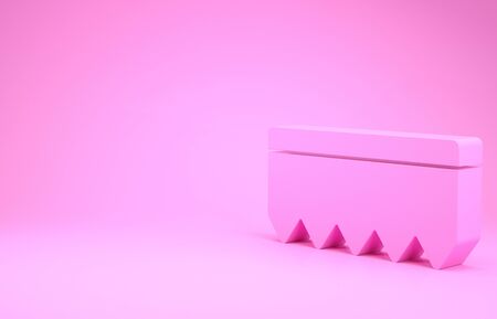 Pink Sponge with bubbles icon isolated on pink background. Wisp of bast for washing dishes. Cleaning service logo. Minimalism concept. 3d illustration 3D renderの写真素材