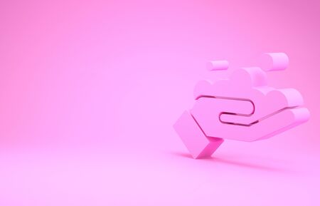 Pink Washing hands with soap icon isolated on pink background. Washing hands with soap to prevent virus and bacteria. Minimalism concept. 3d illustration 3D renderの写真素材