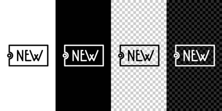 Set line Price tag with an inscription New icon isolated on black and white background. Badge for price. Promo tag discount. Vector Illustrationのイラスト素材