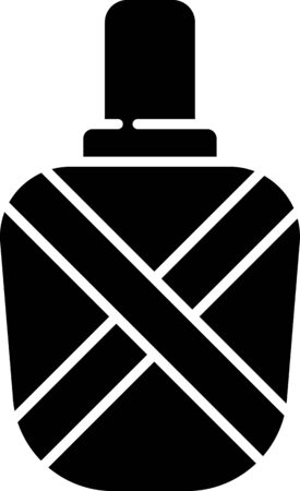 Black Canteen water bottle icon isolated on white background. Tourist flask icon. Jar of water use in the campaign. Vector Illustrationのイラスト素材