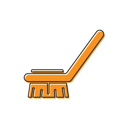 Orange Brush for cleaning icon isolated on white background. Cleaning service concept. Vector Illustrationのイラスト素材