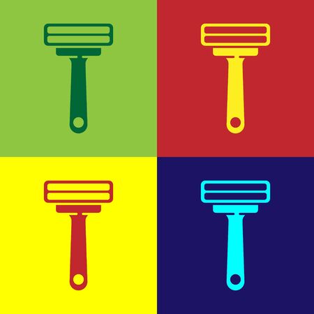 Pop art Shaving razor icon isolated on color background. Vector Illustrationのイラスト素材